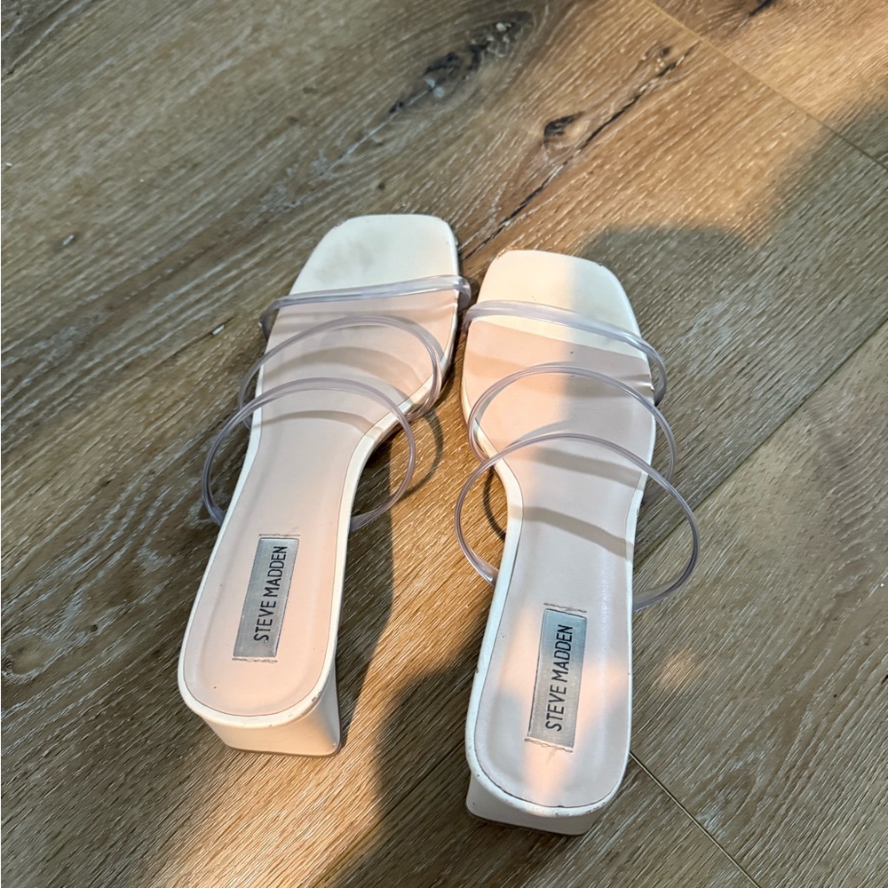 Steve Madden Cream Heels with Modern Square Toe